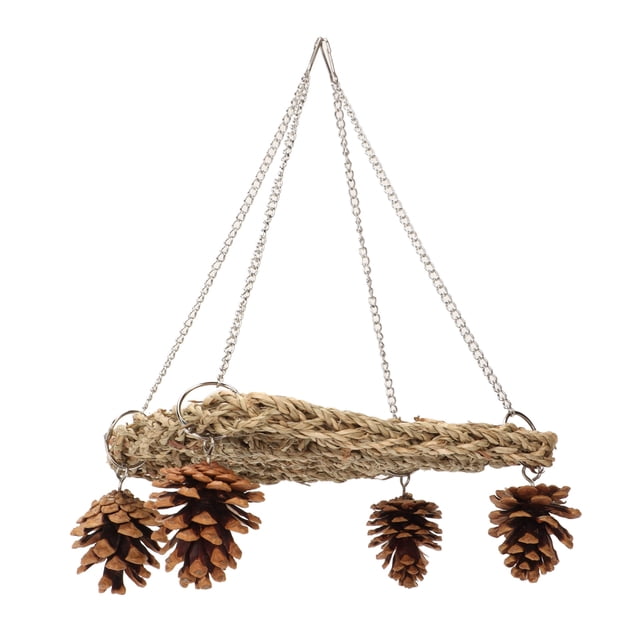 Hamaca De Red Tejida Para Loros, Resistente A Las Mordeduras, Hecha A Mano, Columpio Seguro Para Pastos Marinos Para Pájaros, Alivia El Aburrimiento, Decoración De Piña Con