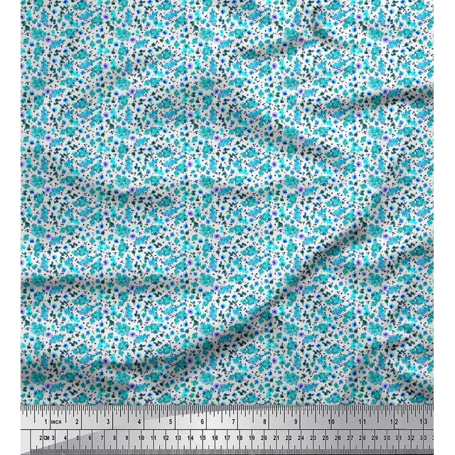 Soimoi Polyester Crepe Fabric Flower Watercolor Print Fabric by Yard 42 Inch Wide