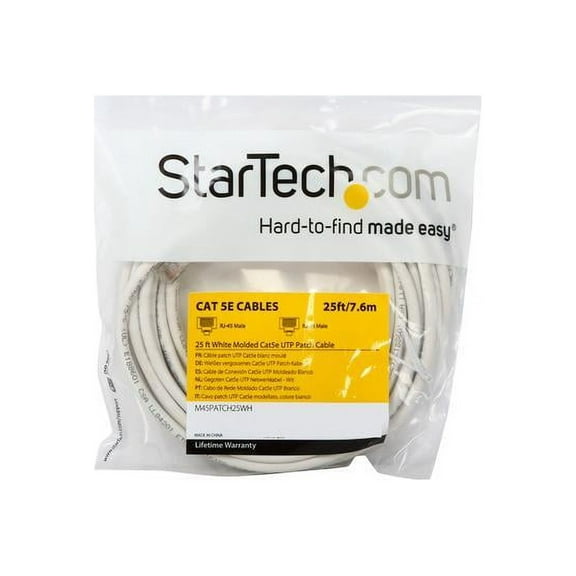 StarTech M45PATCH25WH 25 ft White Molded Cat5e UTP Patch Cable