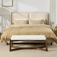 thumbnail image 7 of Dayalane 49" Mid Century Modern Entryway Bench, Upholstered Linen Ottoman with X-Shape Solid Wood Base for Bedroom, Living Room, Hallway, Indoor, Beige, 7 of 7