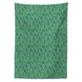 thumbnail image 2 of Feather Outdoor Tablecloth, Peacock Feathers Peafowl Ethnic Eastern Spiritual Boho Positive Design, Decorative Washable Fabric Picnic Tablecloth, 58 X 104 Inches, Jade Green Blue Caramel, by Ambesonne, 2 of 2