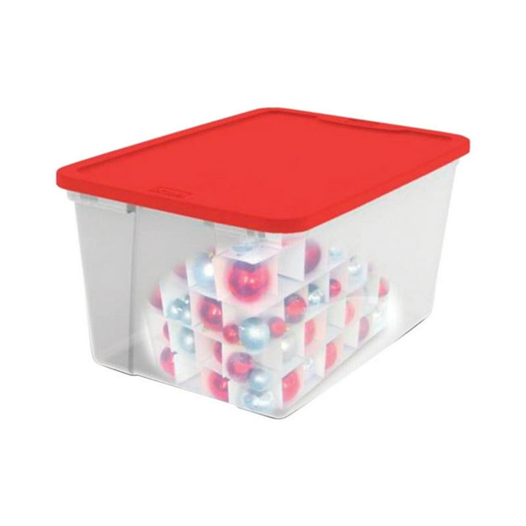 Homz 56 qt Clear/Red Storage Tote 12-3/16 H X 16 W X 23-1