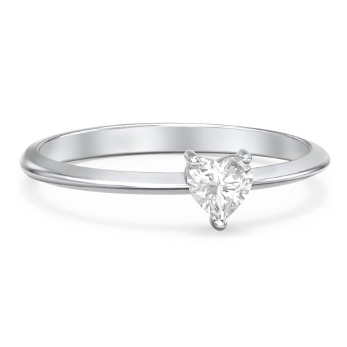 Bague Pierre de Naissance Cœur - Zircon Cubique / Topaze Blanche (Avril)