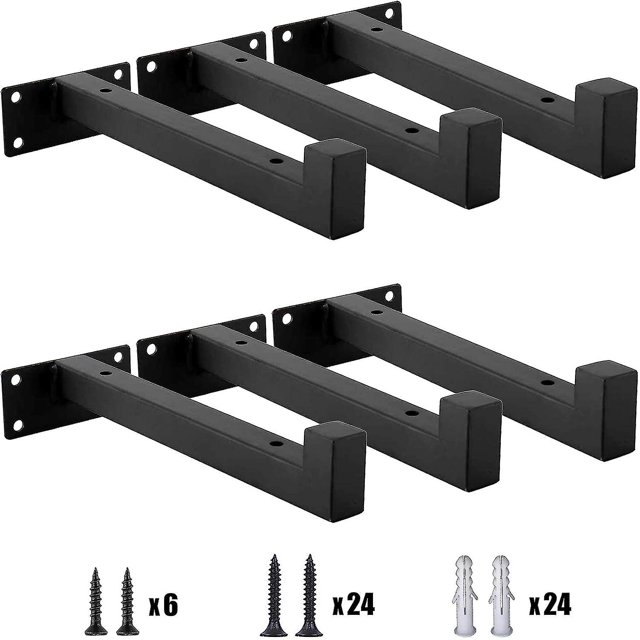 Soportes para estantes flotantes Soportes para estantes montados en la pared de alta resistencia, soportes cuadrados de hierro industrial negro, soportes para estantes de pared para estantes flot