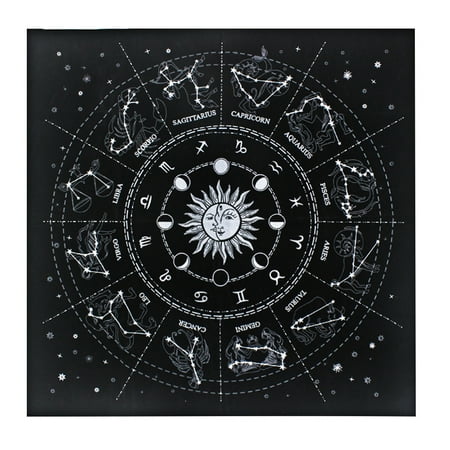 

XmhyTop Altar Tarot Card Cloth Tablecloth 12 Constellations Tablecloth Astrology Tarot Divination Cards Table Cloth Tapestry Board Game Pad Place Mat 19*19inch（Black）