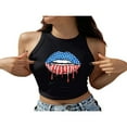 thumbnail image 1 of Women Independence Day Tank Tops Slim-fit Star Stripe  Neck Crop Tops, 1 of 5