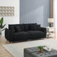 thumbnail image 6 of 86.6 inch Teddy Fleece Black Sofa | Compact Space Saving | 4 Pillows, 6 of 7