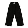 thumbnail image 3 of Cargo Pants Kids Loose Fit Baggy Pants Elastic Waist Black Cargo Pants with Pocket Cute Outfits for Girls 13-14 Years, 3 of 9
