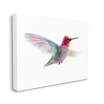 Stupell Industries Hummingbird in Flight Pink Purple Bird Watercolor Animals & Insects Painting Gallery Wrapped Canvas Print Wall Art, 24 x 30