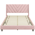 thumbnail image 3 of Yaheetech Upholstered Platform Bed with Tufted Headboard, Queen, Pink, 3 of 7