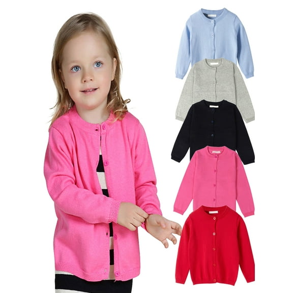 SYNPOS Toddler Little Girl Boy Cardigan Sweater Child Baby Button Knit Uniform Knit Coat Tops 1-7 Years
