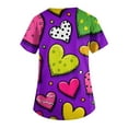 thumbnail image 5 of Garbnen Valentine Scrub Tops Women Plus Size V Neck Cute Heart Print Short Sleeve Stretch Nursing Uniform with Pocket Women Work Shirts S-5XL, 5 of 5