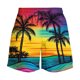 thumbnail image 3 of Pantalones Cortos de Playa con Cordón Impreso Casual para Hombres, 3 of 6