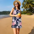 thumbnail image 3 of Xecao Robes d'Été à Fleurs Roses pour Femmes Robes Décontractées de Plage Sans Manches Robe Évasée avec Poches, 3 of 7