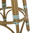 thumbnail image 4 of Wilbur Aluminum and Wicker Outdoor 29.5 Inch Barstools, Set of 2, Light Teal, White, and Bamboo Finish, 4 of 7