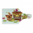 thumbnail image 1 of Luau Cutting Board, 3 Grimacing Tiki Party Surrounded by Leaves Drinks and Happy Toucan Birds, Decorative Tempered Glass Cutting and Serving Board, Wine Bottle Shape, Multicolor, by Ambesonne, 1 of 1