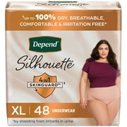 Depend Silhouette Women's Incontinence & Postpartum Bladder Leak Underwear, XL, 48 Count