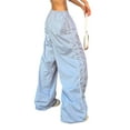 thumbnail image 5 of Womens Parachute Pants Cargo Trousers Elastic Waist Wide Leg Track Pants Y2k Clothing, 5 of 7