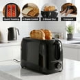 thumbnail image 6 of OVENTE Electric 2 Slice Toaster Machine 6-Shade Setting, Black TP2210B | Compact Design and Removable Crumb Tray, 700W Power Perfect for Toasting Bread, Thin Bagels and Waffles, 6 of 11