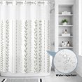 thumbnail image 3 of No Hook Shower Curtain, Spring Botanical Shower Curtains for Bathroom with See Through Top Window, Modern Simple Floral Stripes Sage Green Waterproof & Washable Bath Curtain Extra Long 72"x84", 3 of 9