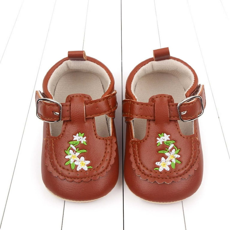 Xfvqtps Baby Girls Walking Shoes Lace Embroidery Flower and Leaf