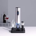 thumbnail image 2 of Abridor de vino eléctrico, con base, juego de sacacorchos automático que incluye corchos al vacío, regalo recargable 4 en 1 (plata), 2 of 5