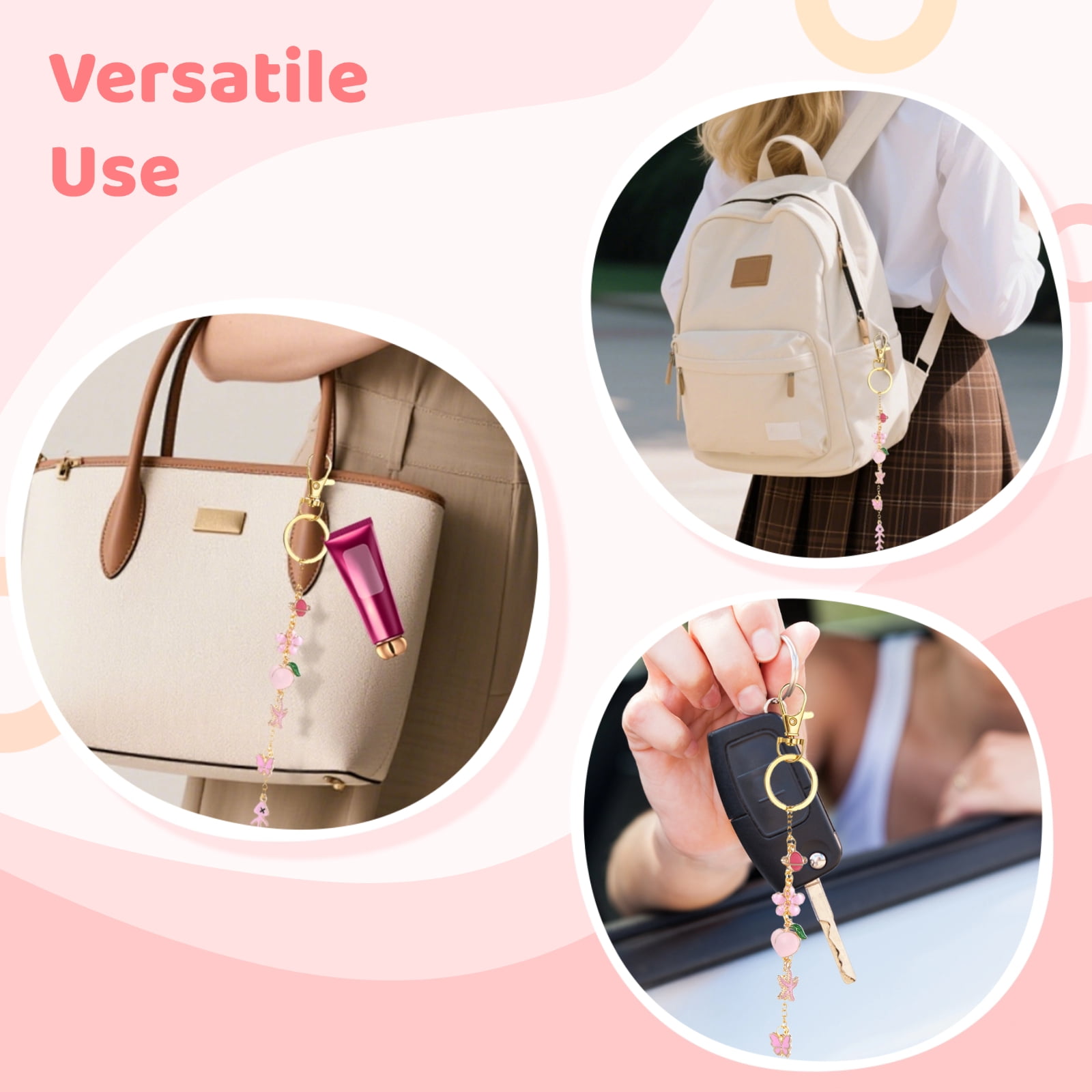 325 Pcs Pink Keychain Making Kit with Random Pendants, Pliers, Jump Rings, 8.2 ft Chains, Hole Punch, DIY Charms Lip Gloss Keychain Supplies for Jewelry Making, DIY Crafts