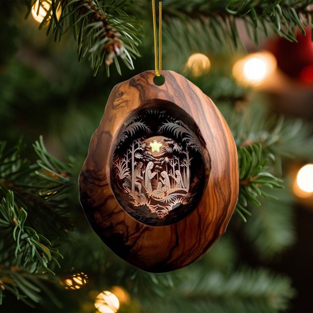 Adornos navideños acrílicos, colgantes navideños redondos, adornos religiosos colgantes para árbol de Navidad, decoraciones navideñas para el hogar, decoración navideña, adorno festivo para puerta.