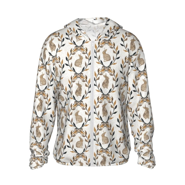 Vsdgher Sweat à Capuche Rétro Imprimé Lapin pour Hommes et Femmes, Protection Solaire à Manches Longues pour la Pêche et la Course - TTG