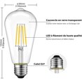 thumbnail image 3 of Ampoule à Filament Led E27 St64 4w, Blanc Chaud 3000k, Ampoule Rétro, Non Dimmable, Lot de 6, 3 of 5