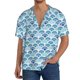 thumbnail image 1 of Balery Blue Fish Scale Texture Camisa Casual de Manga Corta con Botones para Hombre, Texturizada, Estilo Cubano, para Playa, Verano-Large, 1 of 5