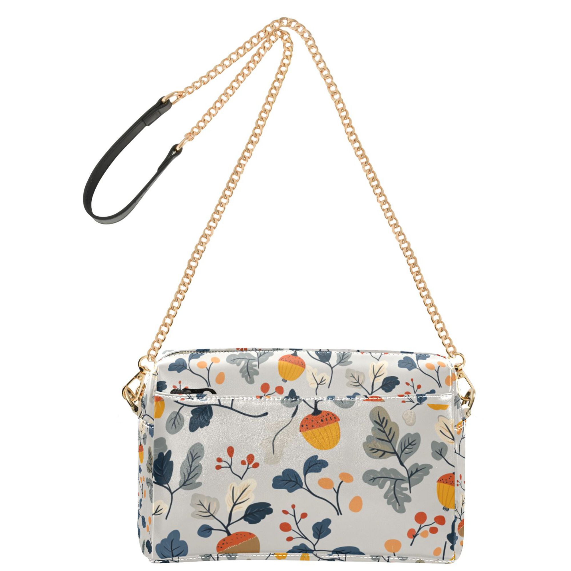 FORMRS Women Crossbody Purse with Chain Strap Vegan Leather Shoulder Handbag, Acorn Leaves Pattern