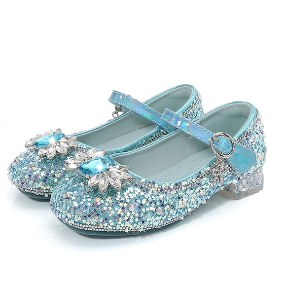 Paokuoon Toddler Low Heels Sparkle Party Wedding Shoes Little Kids Girls Dress Shoes Mary Jane Glitter Shoes
