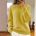 thumbnail image 2 of UJNDER Crewneck Long Sleeve Knit Pullover Sweater for Women Cable Knit Style Yellow L, 2 of 3