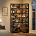 thumbnail image 6 of Condemo 7-Shelf Corner Bookshelf, Modern Industrial Tall Bookcase, 7-Tier Large L-Shaped Storage Shelf Display Rack, Gray Brown, 6 of 8