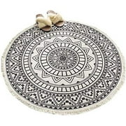 Round carpets, round carpets, striped, non-slip, hand-woven, easy-care cotton carpets with a bohemian mandala pattern