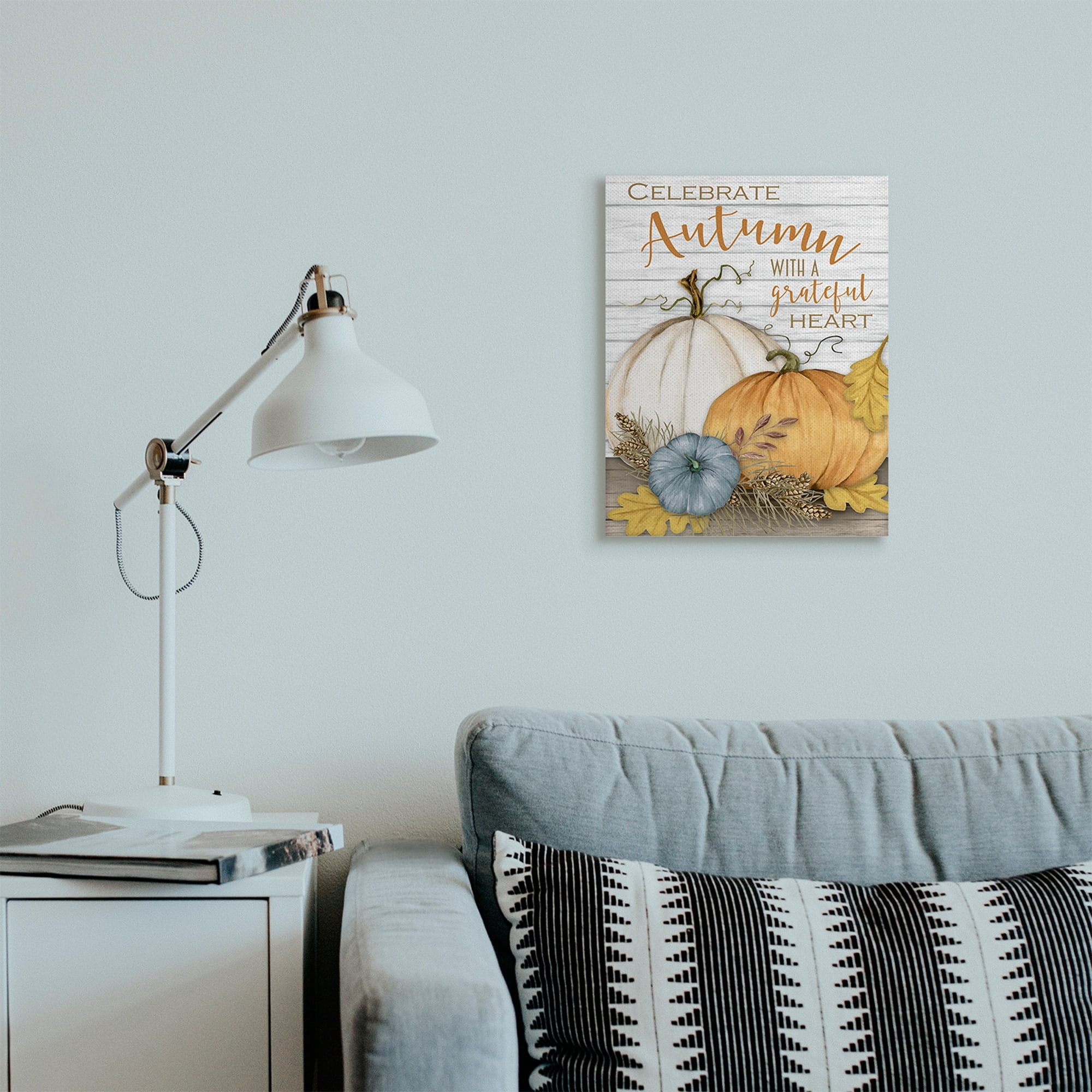 Stupell Industries Celebrate Autumn Phrase Rustic Farm Harvest Landscape Painting Gallery Wrapped Canvas Art Print Wall Art, 16 x 20