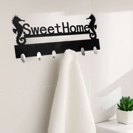 MUSEYA Wall Coat Hooks Black Stainless Steel Home Supplies 6 Hooks