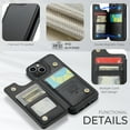 thumbnail image 5 of for iPhone 15 Plus Premium PU Leather Back Case, Multiple Card Slots Design, Double Magnetic Clasp Study Kickstand RFID Blocking Classic Phone Cover for iPhone 15 Plus, Black, 5 of 9