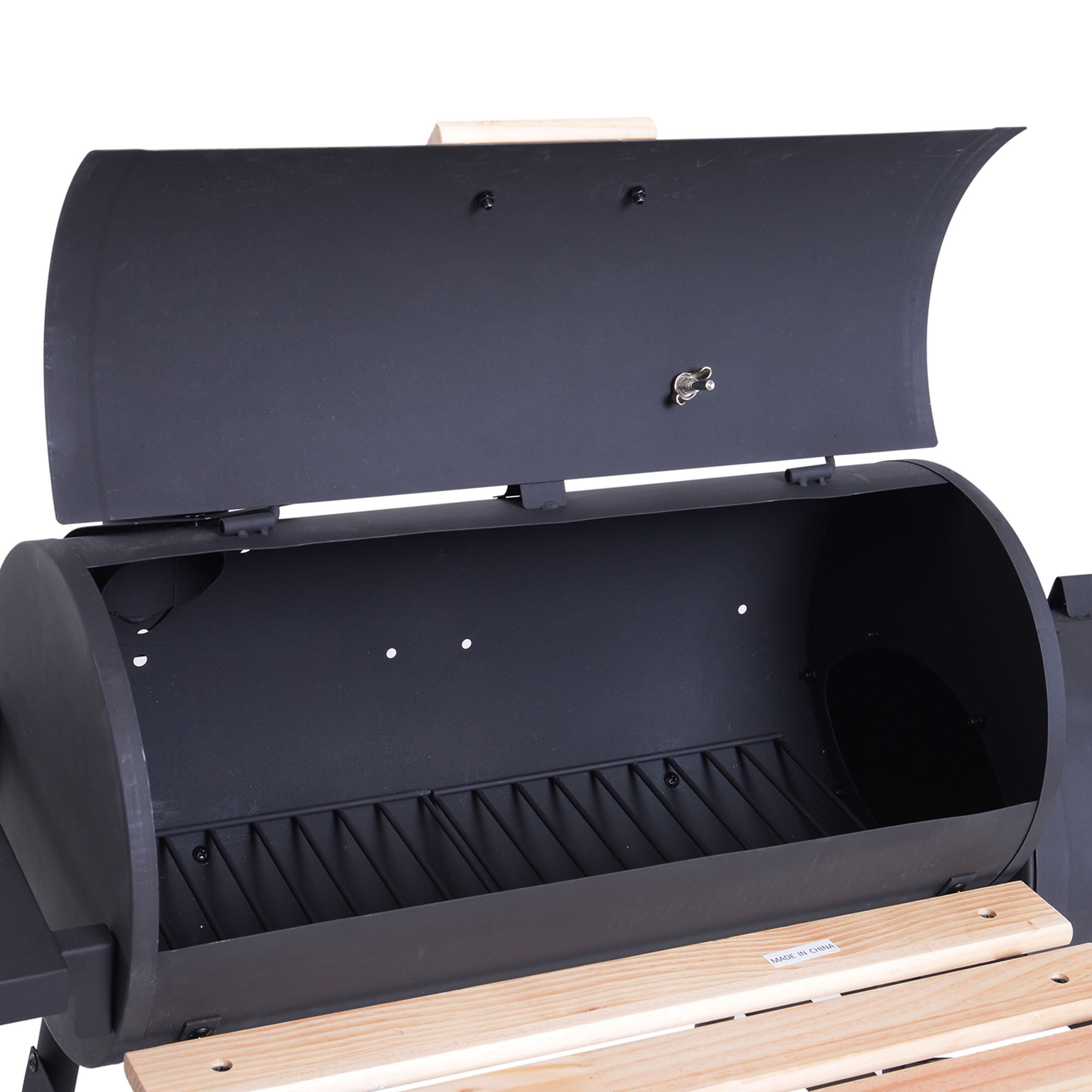 48" Portable Steel Charcoal BBQ Grill & Offset Smoker Combo with Wheels for Backyard