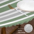 thumbnail image 3 of Sage Green Stripes Round Tablecloth, Fitted Table Cover with Elastic for 55"-60" Round Tables, Modern Minimalist Horizontal Ombre Lines Table Cloth Outdoor Indoor Dinning Party Waterproof Tablecloths, 3 of 7