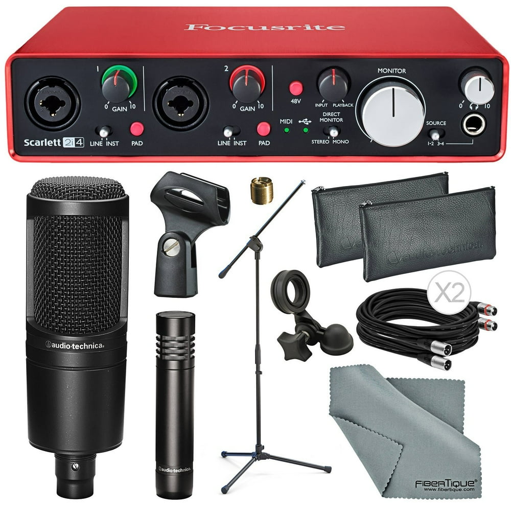 Focusrite Scarlett 2i4 USB Audio Interface +Audio Technica AT2041SP