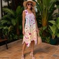 thumbnail image 4 of HELLHERO Gradient Rose Floral Summer Sleeveless Dress for Holiday Graduation, Side Pockets Round Neck Sleeveless Sundress, 4 of 8