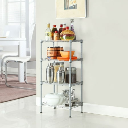 

XM-207S Rectangle Carbon Steel Metal Assembly 4-Shelf Storage Rack Silver Gray