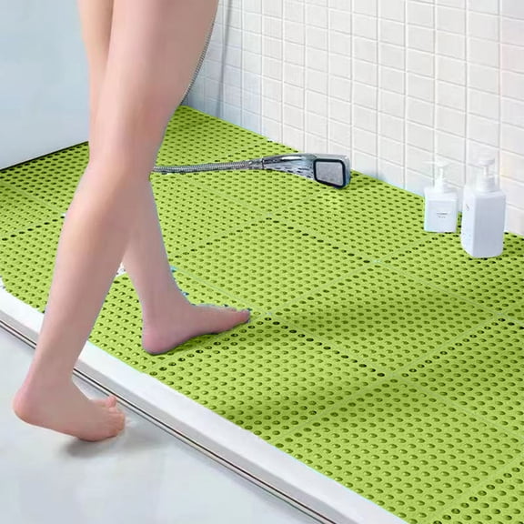 10pcs Interlocking Drainage Mat, Non Slip Plastic Floor Tiles with Waterproof Hollow Design for Bathroom Shower Kitchen Garage Workshop Flooring, Outdoor Indoor Surface Protection, Green