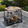 thumbnail image 3 of Homiyad Rolling Beverage Cart: Wooden, Outdoor Use, Wheels & Handle for Mobility, Includes Wine & Glass Storage|Aosom.com, 3 of 8