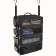 thumbnail image 3 of LAZIOEGR Foldable Travel Luggage Organizer – 4‑Compartment Hanging Packing Cube with Mesh Pockets, Black, 3 of 8