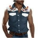 thumbnail image 1 of Camisas de Cuello para los Hombres de Moda Casual Imprimir Turndown Cuello sin Mangas Bolsillos Deportivos Tanque, Ligero Top de Verano, 1 of 5