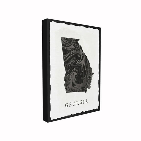 The Stupell Home Decor Collection Black and Grey Marbled Paper Georgia State Silhouette Stretched Canvas Wall Art, 16 x 1.5 x 20
