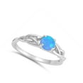 thumbnail image 4 of CHOOSE YOUR COLOR Blue Simulated Opal Celtic Woven Criss Cross Ring Sterling Silver Band CZ Female Size 7, 4 of 4